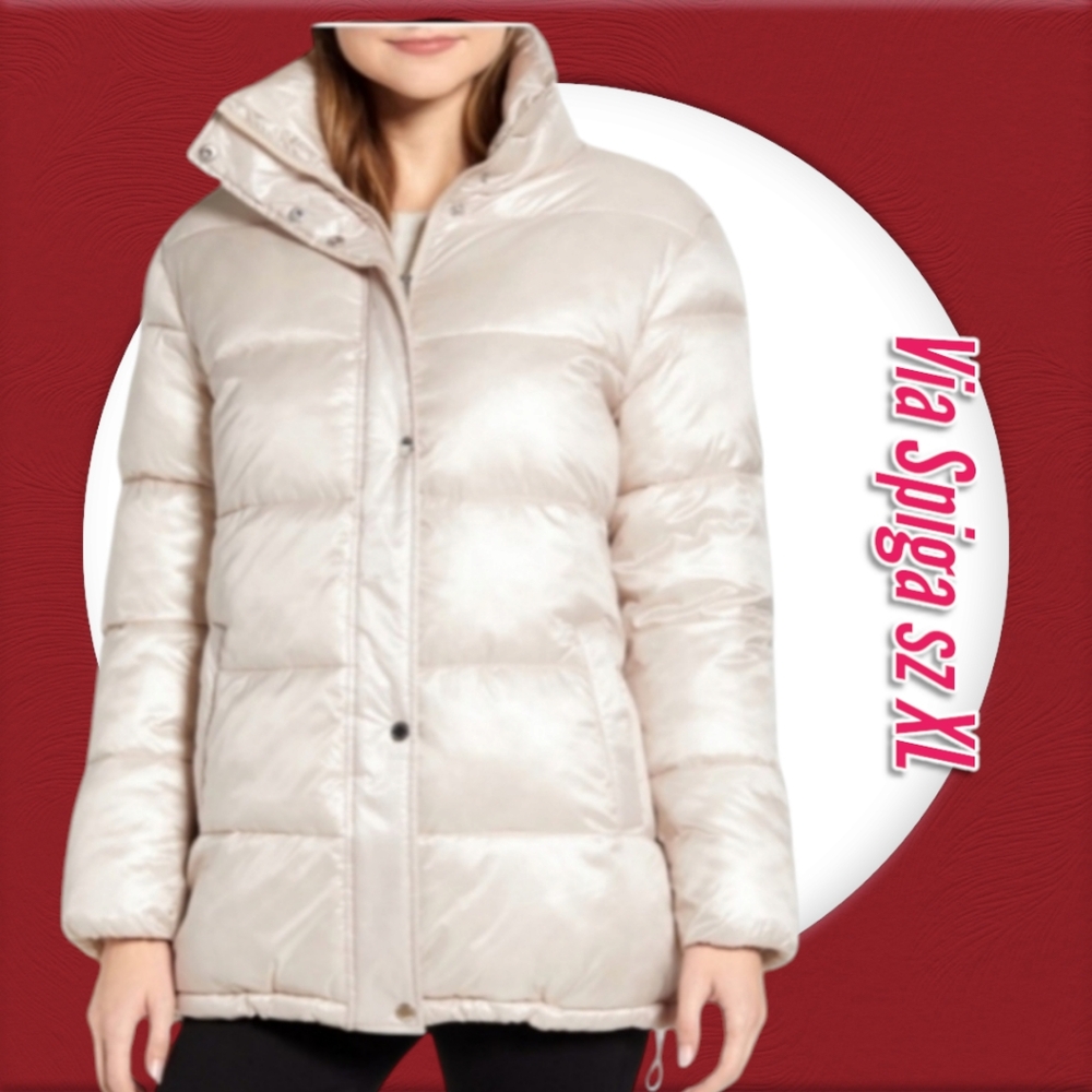 Via Spiga Cream Puffer Jacket